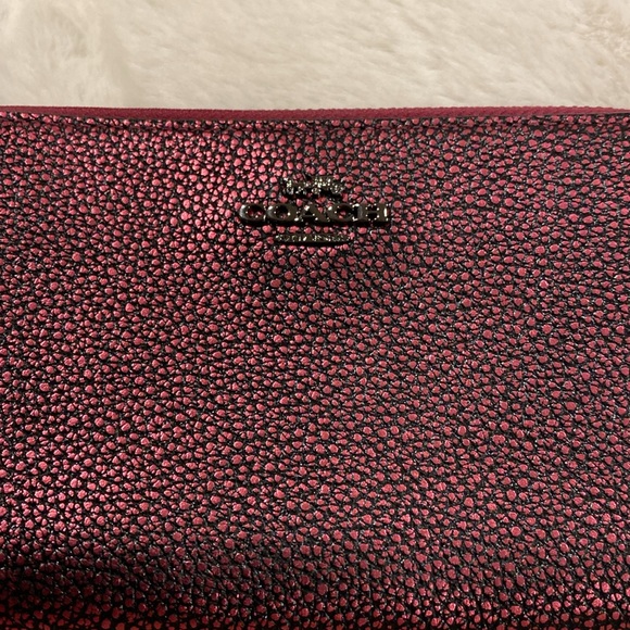COACH metallic pink zip around wallet - Picture 2 of 10
